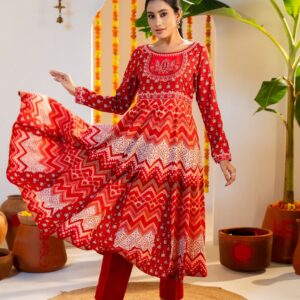 Radiant Aliha Red Anarkali Kurta Set Bangladesh by Amirá